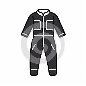 Minimalistic Black Coverall Vector Icon - Flat Design Jumpsuit Icon