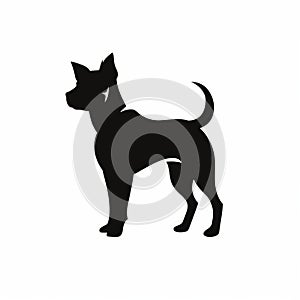 Minimalistic Black Dog Silhouette Icon On White Background