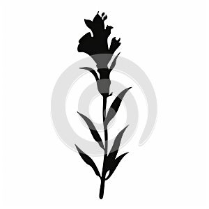 Minimalistic Black Flower Silhouette: Botanical Garden Americana Icon