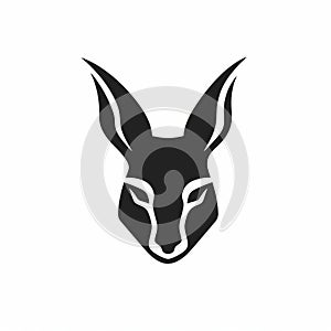 Minimalistic Black Hare Head Logo: Dogon Art, Papua New Guinea Art, Taxidermy photo