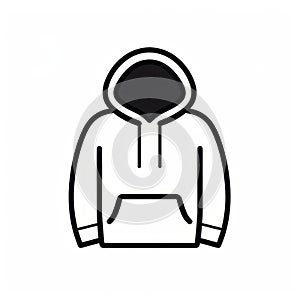 Minimalistic Black Hoodie Icon On White Background