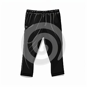 Minimalistic Black Jogging Pant Illustration In Glossy Cartoon Style