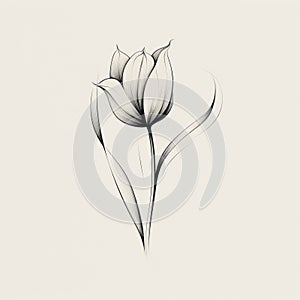 Minimalistic Black Lines Flower Illustration With Graceful Curves