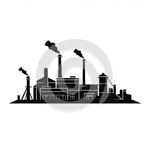 Minimalistic Black Silhouette Of Factory Illustration