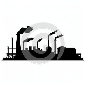Minimalistic Black Silhouette Of Industrial Factory - Environmentalism