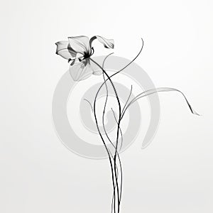 Minimalistic Black And White Flower: Elegant Orchid Drawing