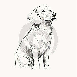 Minimalistic Black And White Golden Retriever Puppy Illustration