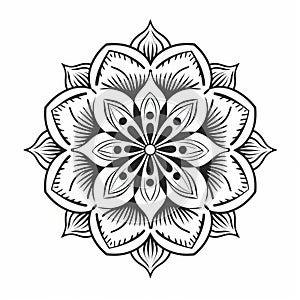 Minimalistic Black And White Mandala Flower Design - Vintage Carved Icon