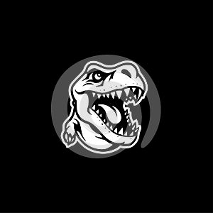 T-rex - black and white vector illustration