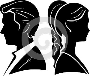 Couples - black and white vector illustration