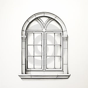 Minimalistic Black And White Window Drawing On Arch Wall