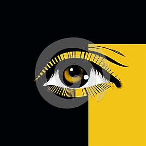 Minimalistic Black And Yellow Vector Illustration With Eye Iconography