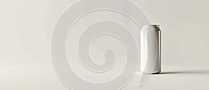 Minimalistic blank white can with a smooth surface, ready for branding. photo