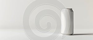 Minimalistic blank white can with a smooth surface, ready for branding. photo