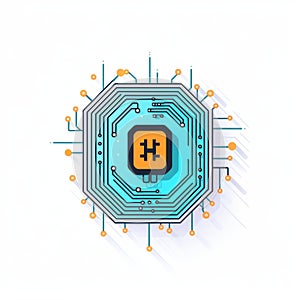 Minimalistic Blockchain Chip Icon With Fluid Transitions
