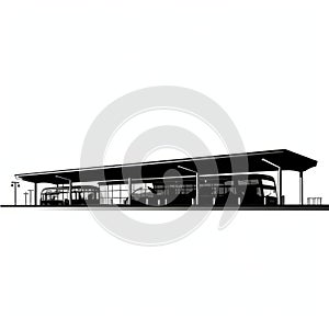 Minimalistic Bus Station Design On White Surface