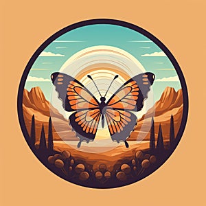 Minimalistic Butterfly Logo With Desert Theme photo