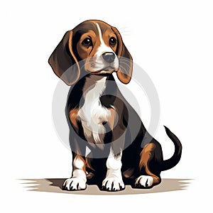 Minimalistic Cartoon Beagle Dog Puppy Vector Illustration