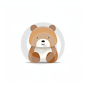 Minimalistic Cartoon Bear Icon On White Background