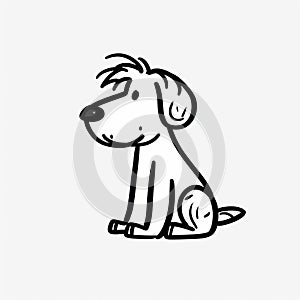 Minimalistic Cartoon Dog Doodle: Playful Monochrome Line Art