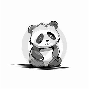 Minimalistic Cartoon Doodle Of A Sad Panda Bear