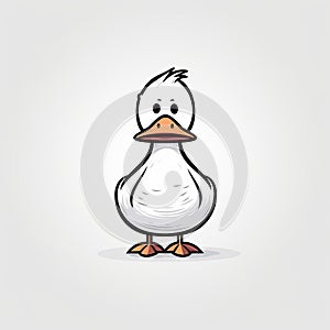 Minimalistic Cartoon Duck Vector For Flat Or Print Illustrations