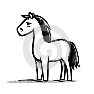 Minimalistic Cartoon Horse Drawing With Stark Visuals