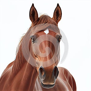 Minimalistic Chestnut Horse Head, Isolated on White Background with Hyperdetail, Made with Generative AI