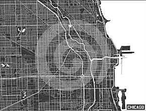 Minimalistic Chicago city map poster design.