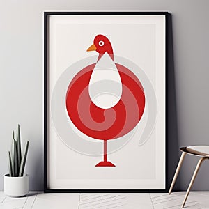 Minimalistic Chicks Print Art With Abstract Design In Colors Of Turkey