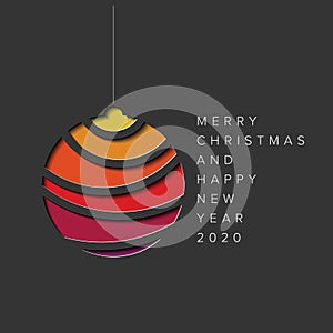 Minimalistic Christmas card with christmas sphere decoration