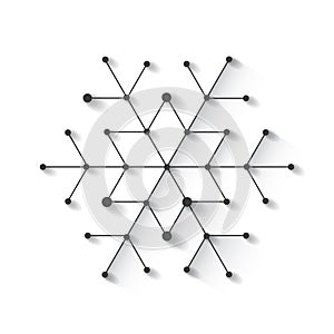 Minimalistic christmas snowflake. Background with simply low poly winter theme