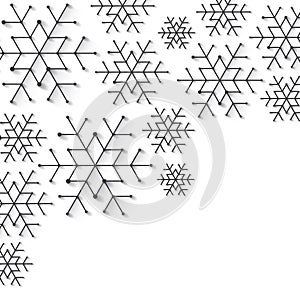 Minimalistic christmas snowflake background. Simply low poly winter theme