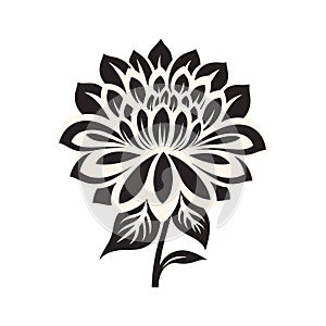 Minimalistic Chrysanthemum Silhouette Vector Clipart On White Background