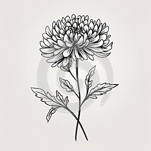 Minimalistic Chrysanthemum Vector Illustration In Valentin De Boulogne Style