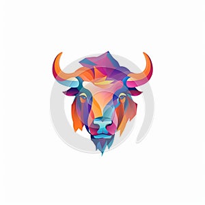 Minimalistic Colored Buffalo Illustration