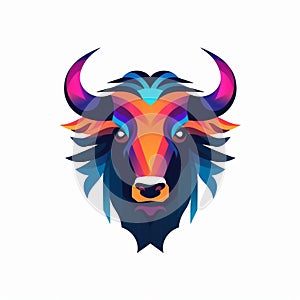 Minimalistic Colored Buffalo Illustration
