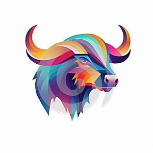 Minimalistic Colored Buffalo Illustration