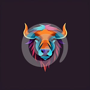 Minimalistic Colored Buffalo Illustration