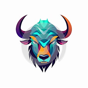 Minimalistic Colored Buffalo Illustration