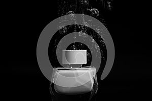 Minimalistic composition of perfume bottles with a smooth surface.