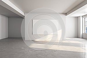 Minimalistic concrete gallery interior