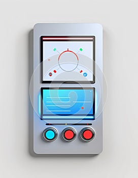 A minimalistic control panel or interface design. Template for web online app dashboard. Set of Buttons, Dials, Knobs on neutral