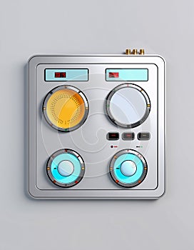 A minimalistic control panel or interface design. Template for web online app dashboard. Set of Buttons, Dials, Knobs on neutral
