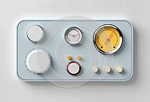 A minimalistic control panel or interface design. Template for web online app dashboard. Set of Buttons, Dials, Knobs on neutral