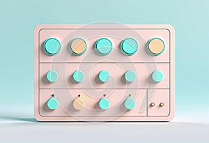 A minimalistic control panel or interface design. Template for web online app dashboard. Set of Buttons, Dials, Knobs on neutral