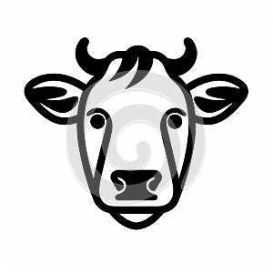 Minimalistic Cow Head Icon On White Background photo