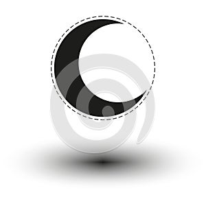 Minimalistic crescent shape. Shadowed abstract icon. Floating geometric object. Vector illustration. EPS 10.