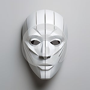 Minimalistic 3d Rendered White Mask On Gray Background photo