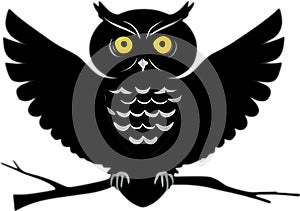 Minimalistic dark owl logo. Dark owl clipart. photo